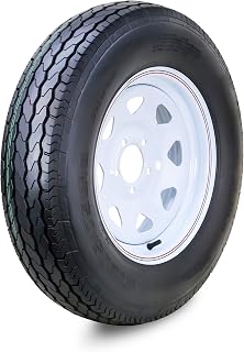 Free Country Trailer Tire Wheel ST205/75D15 6-Ply 101L 5X5 White Spoke Rim | 5 Lug on 5" PCD Rim Assembly Load Range C speed index L 75mph