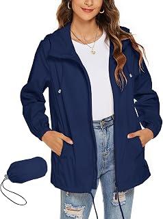 Rapbin - Women's Lightweight Waterproof Windbreaker Jacket Slim Practical Travel Rain Jacket for Cycling