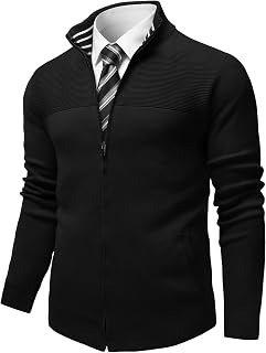 COOFANDY Herren Strickjacke Reißverschluss Langarm Pullover
