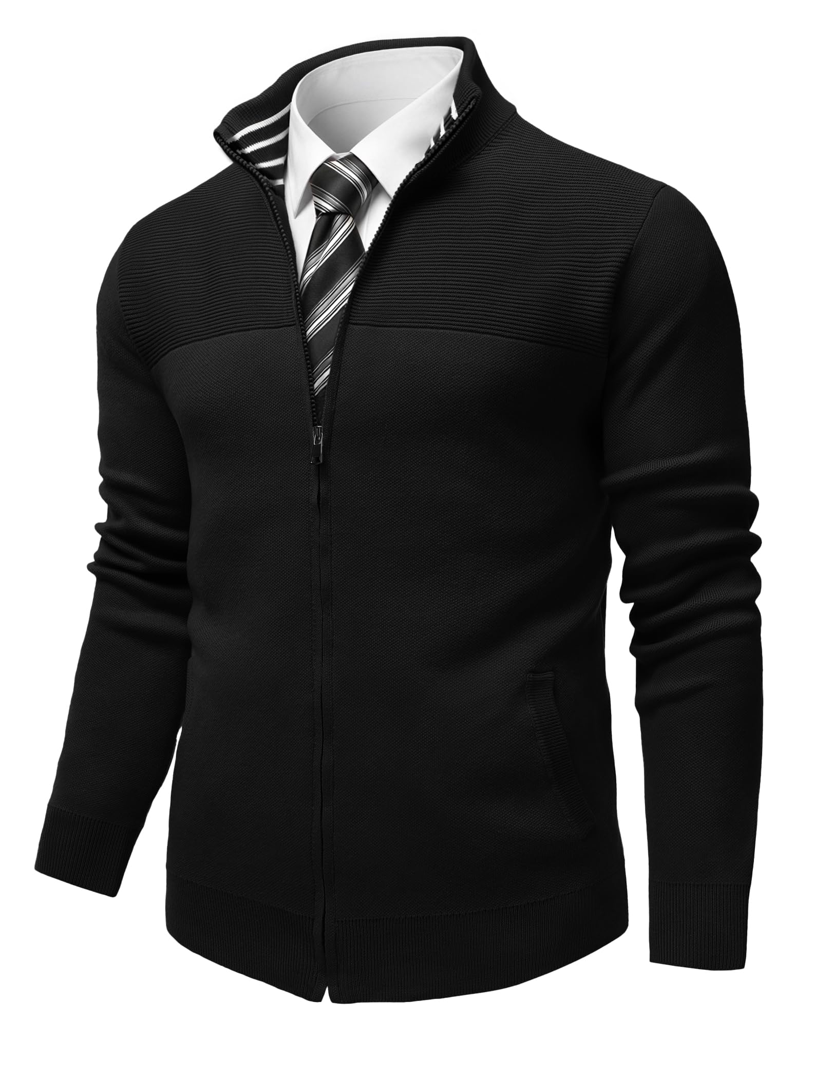 COOFANDY Herren Strickjacke Reißverschluss Langarm Pullover