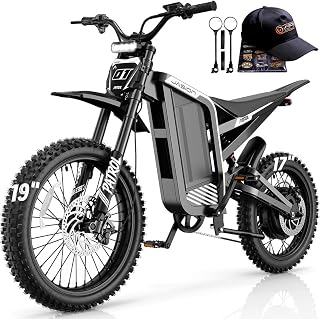 Jasion Patrol 52 Electric Bike for Adults&amp;Teens,Ebike 4000W Peak 40MPH with 52V 30AH 1560Wh Battery,E Dirt Bike 50-Mile Range,19''/17'' Off-Road Tires,Full Hydraulic Brakes &amp; Dual Suspension