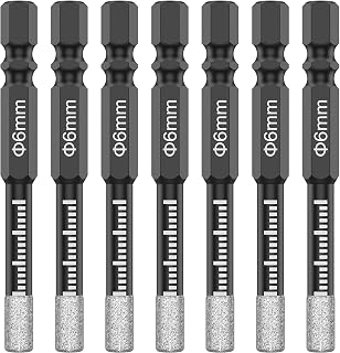 10/14pcs 6mm Dry Diamond Drill Bit Set Vacuum Wax Diamond Core Drill Bit Kit Black Diamond Core Drill Bits with Quick Change Hex Shank for Porcelain Granite Tile Marble Concrete