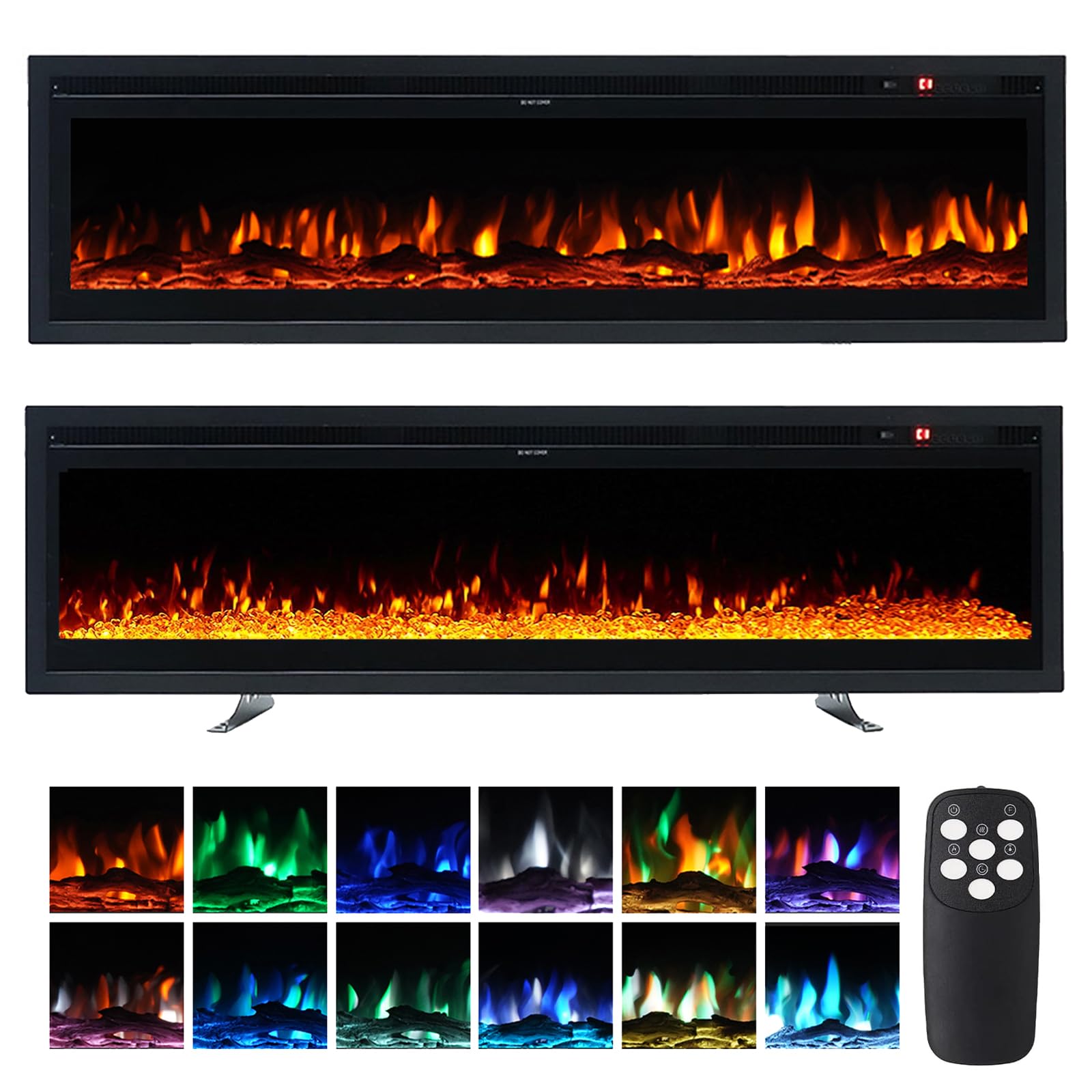 INMOZATA 3 IN 1 Electric Fire 152cm/60" Wall Mounted/Recessed/Freestanding Elect