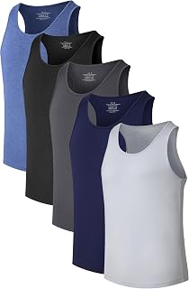 COLORFULLEAF Men's Bamboo Rayon Undershirts Tank Tops Men Crew Neck Stretchy Tank Shirts Pack(1 or 3)