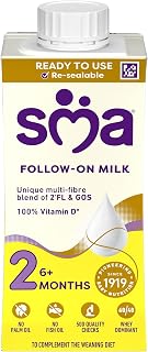 SMA 2 Follow-on Baby Milk Ready Liquid Formula 6 Months+ | To complement the weaning diet. With unique multi-fibre blend of 2'FL & GOS to increase friendly bacteria in baby's gut*