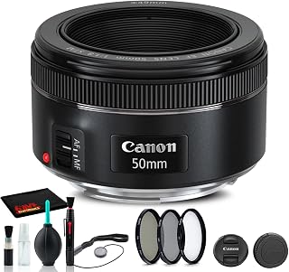 Canon EF 50mm f/1.8 STM Lens Accessory (0570C002) Bundle | For Photography & Video + Cleaning Kit + Filter Kit + Cap Keeper + More