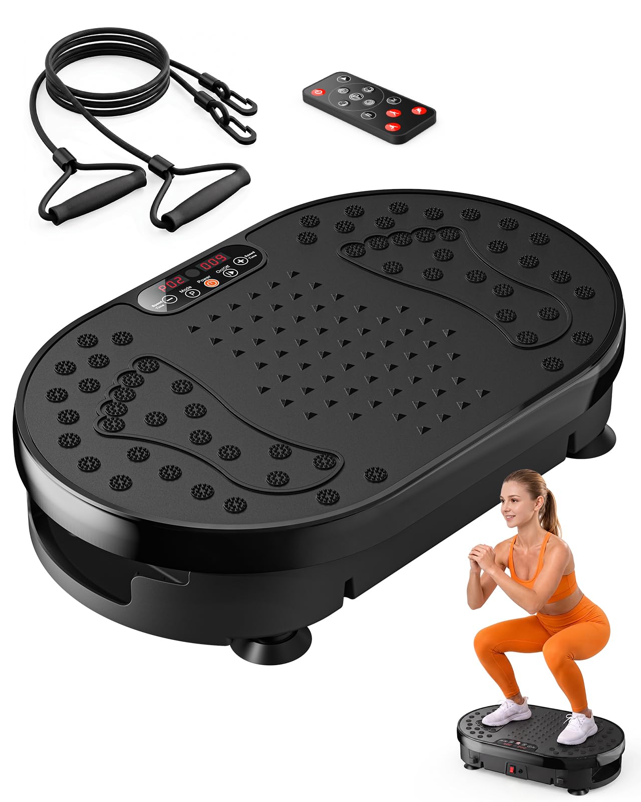 HTM Vibration Plate Exercise Machine, 9 Modes & 120 Speeds, Body Shake Plate wit