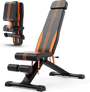 900LBS Adjustable Weight Bench - Bonvork Foldable Workout Bench Press with 80 * 40MM Heavy Duty Steel for Home Gym, Folding Sit up Flat Incline Decline Strength Training Bench for Full Body Exercise