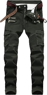 Men's Ripped Jeans Slim Fit Straight Leg Denim Pants with Holes