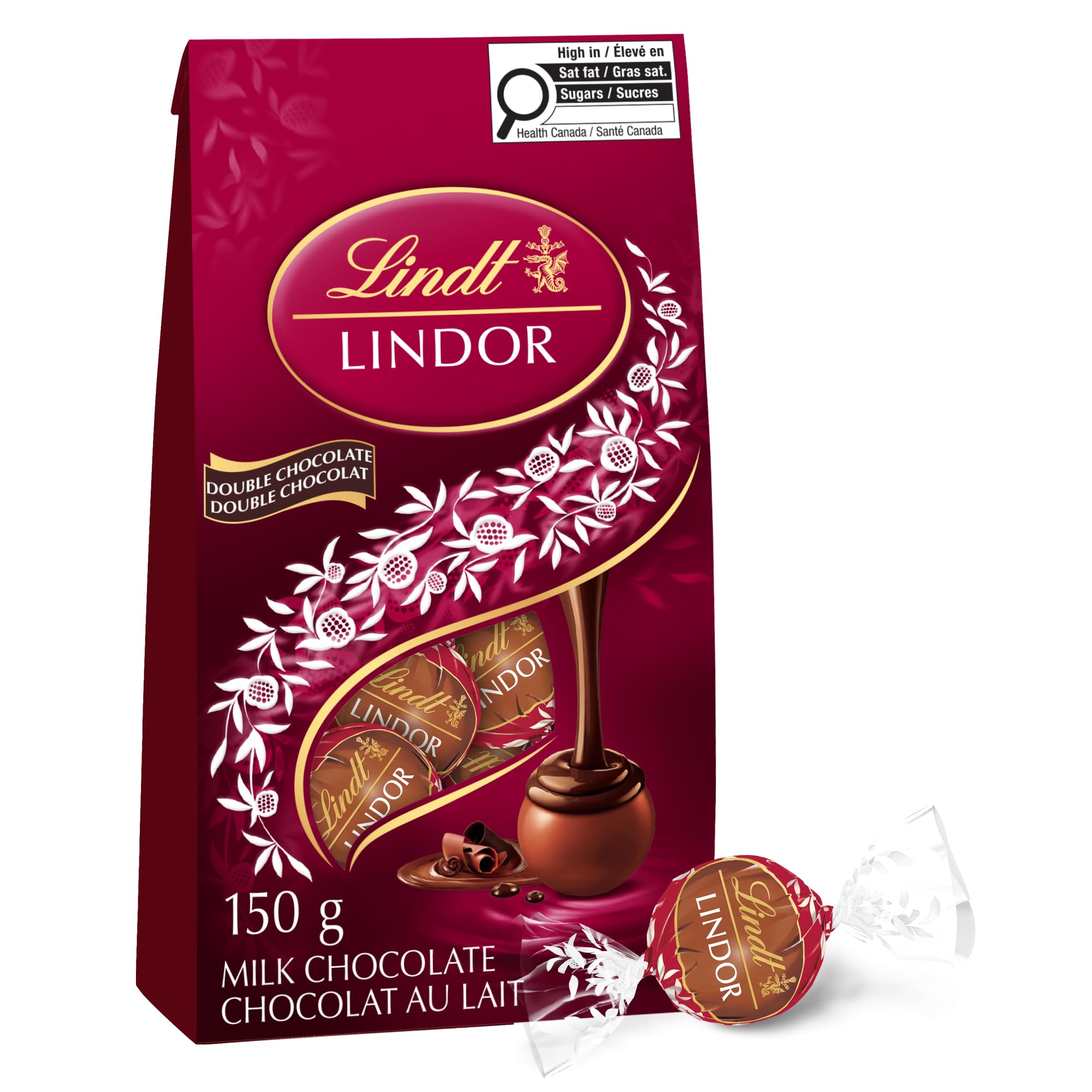 Lindt LINDOR Double Chocolate Truffles, 150-Gram Bag, Individually Wrapped Squar
