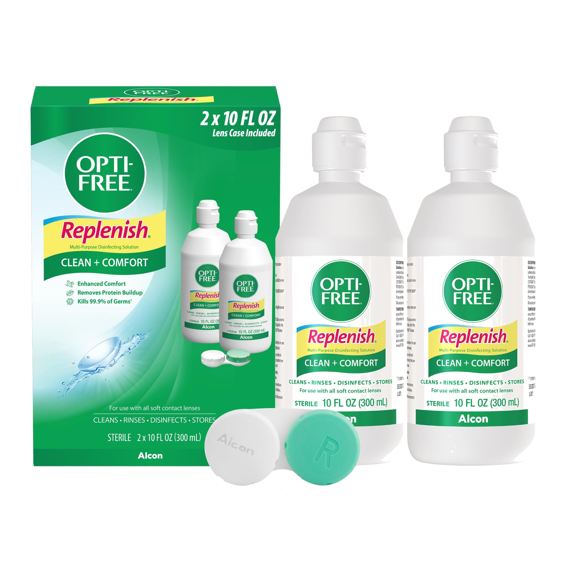 OPTI-FREE Replenish Multi-Purpose Contact Lens Solution (10 Oz, Pack of 2) | Dis