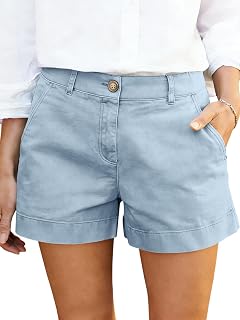 Women High Waist Summer Wide Leg Shorts Elegant Casual Short Bermuda Shorts with Pocket Chino Short Dress 1