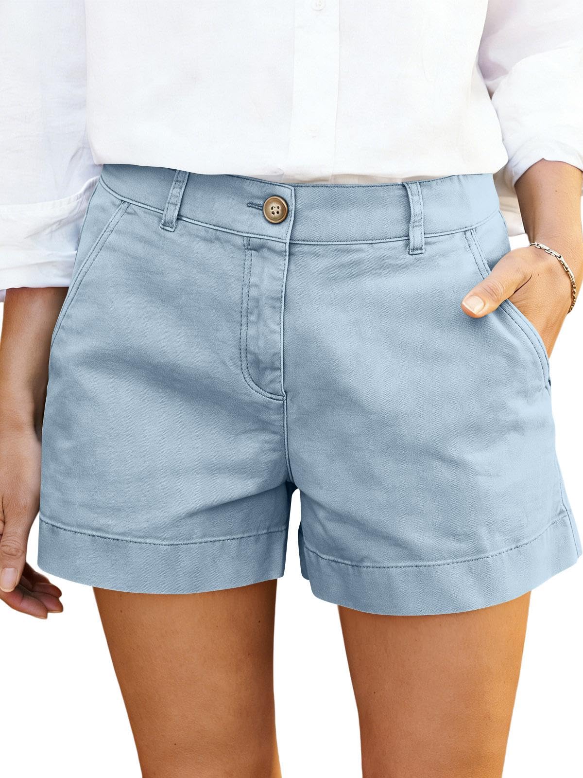 Women High Waist Summer Wide Leg Shorts Elegant Casual Short Bermuda Shorts with
