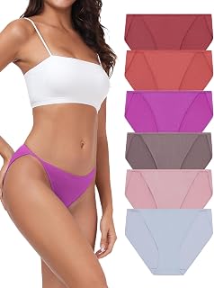 ANLIQI Women’s High Cut String Bikini Underwear Soft Modal Low Rise No Show Panties Plus Size Bikini Panties Multi Pack