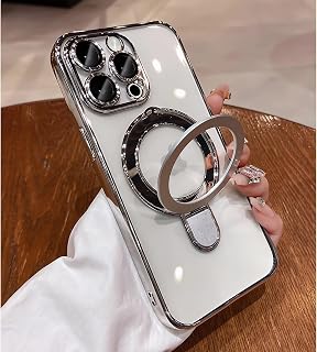 LXK Magnetic Stand for iPhone 15 Pro Max Case Clear Slim [Fit for MagSafe]