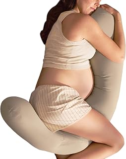 Frida Mom Compact Support 4-in-1 Cooling Pregnancy Pillow, Space-Saving | Twists &amp; Bends into 4 Shapes for Full Body Support, Breathable, Compact Storage Bag