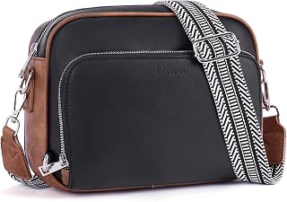 Crossbody Purses for Women Vegan Leather Travel Anti Theft Bags Guitar Strap Shoulder Purse with Built in Wallet