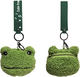 Fuzzleehi Lovely Frog Purse, Frog Wallet, Funny Coin Bag, Fluffy Purse, with Secure and Sturdy Keychain, Suitable for All Ages, Can be Hung on Any Size, Any Style Bag