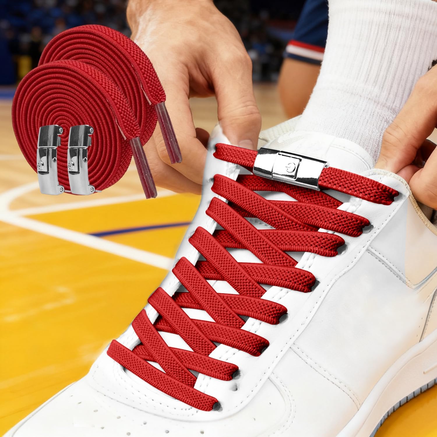 Elastic No Tie Shoelaces - Slip-on Polyester Shoelaces for Sneakers, Quick Lock 