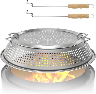 27" Spark Shield Lid for Solo Stove Bonfire,Fire Pit Spark | Durable Spark Shield,Stainless Steel Mesh, Protects Patio,Easy to Use,2 Sticks