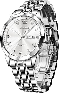 OLEVS Orologi da uomo Diamond Business Wear analogico al quarzo acciaio inossidabile impermeabile Luminoso Data Bicolore Lusso Casual Watch