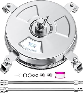 TOR 14" Pressure Washer Surface Cleaner 4000 PSI Stainless Steel, 4 Wheels | Power washer surface cleaner attachment for concrete, driveway, patio, sidewalk. 1/4" quick connect, 2 extension wands