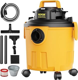 VEVOR 5 Gallon 6.0 Peak HP Wet and Dry Shop Vac， Portable Shop Vacuum and Blower 3-in-1 with Filter, Hose and Attachments for Home and Car Cleaning Black/Yellow
