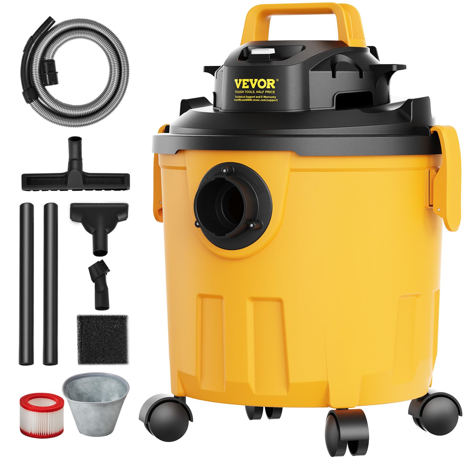 VEVOR 5 Gallon 6.0 Peak HP Wet and Dry Shop Vac， Portable Shop Vacuum and Blower