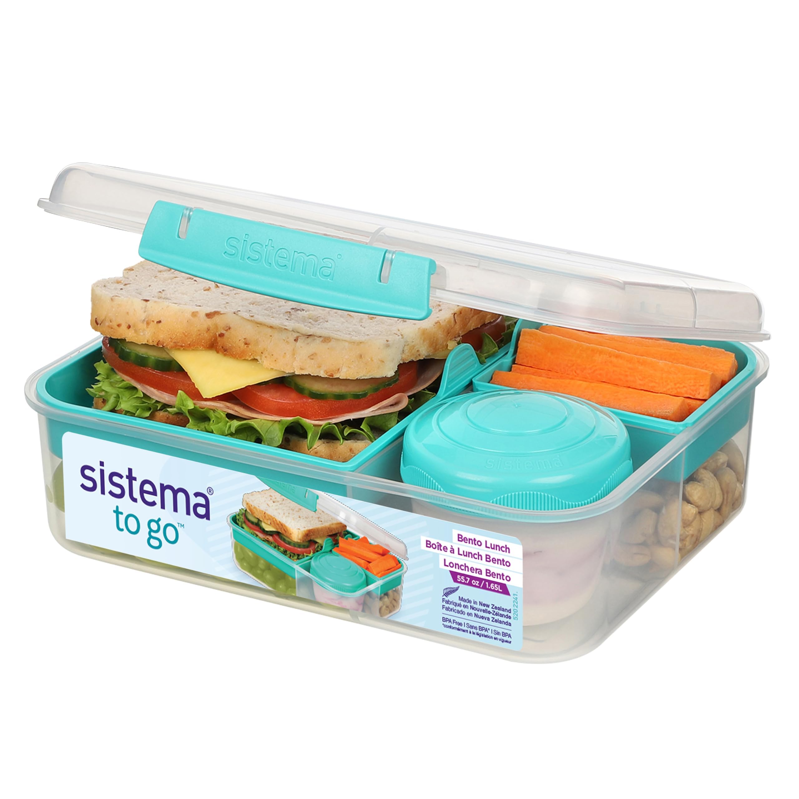 Sistema Bento Box LUNCH | Bento School Lunch Box with Compartments | 1.65 L | Fo