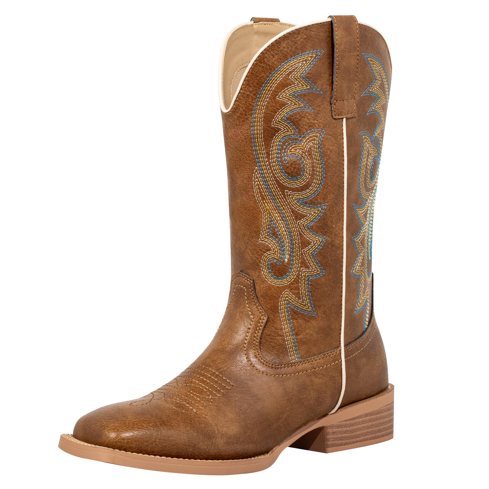 SheSole Botas vaqueras de punta cuadrada para mujer, pantorrilla ancha, color ma