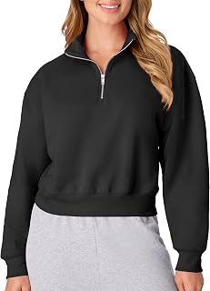 Hanes Pull en Polaire EcoSmart pour Femme avec Fermeture éclair Quart de Coton