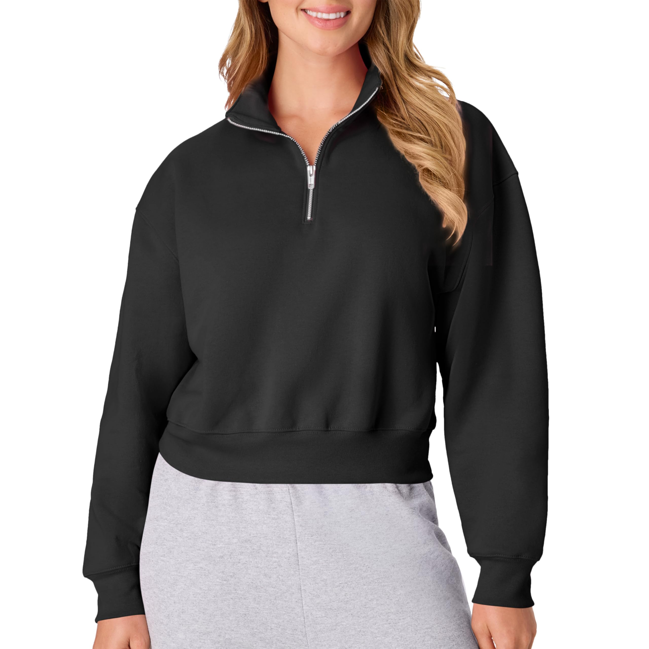 Hanes Pull en Polaire EcoSmart pour Femme avec Fermeture éclair Quart de Coton