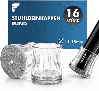 shinfly 16 Stück Stuhlbeinkappen Rund mit Filz – 14-18mm Chair Leg Caps Klein, Stuhlbeinschoner für Metallstühle, Schutzkappen für Stuhlbeine, Verschleißfest & Geräuscharm, Gleitet Reibungslos