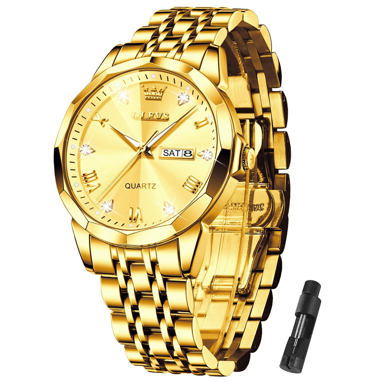 OLEVS Mens Watches Classic Silver Modern Watch Men Two Tone Stainless Steel Dres