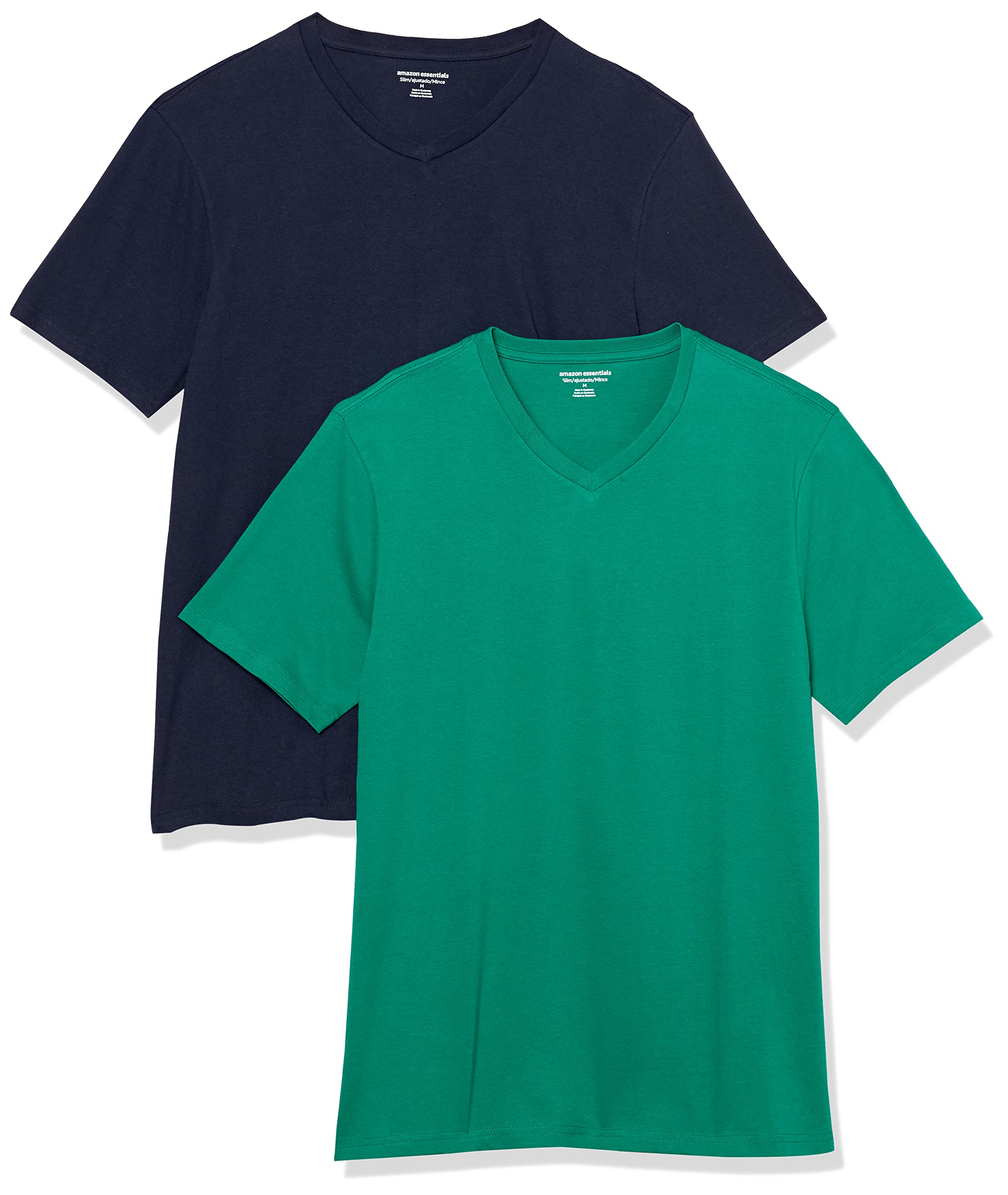 Amazon Essentials Men's Short Sleeve V-Neck T-Shirt, Pack of 2