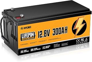 Rvpozwer 12V 300Ah LiFePO4 Battery, Built-in 200A BMS, 18000 Deep Cycles, 3840Wh, Low Temp Protection Lithium Iron Phosphate Battery for Home Energy, RV, Trolling Motor, Marine, Solar, Off-Grid