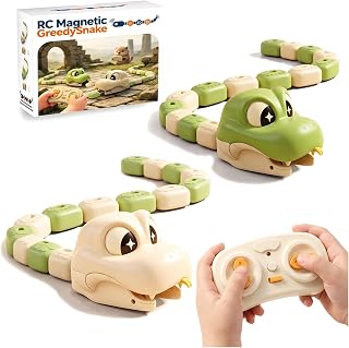 Remote Control Snake Head Toy, Eat Magnetic Blocks for Kids | Magnetic Snake Game Toy Eating Itself with Sound and Light, Interactive Parent-Child Competitive Game, Gift for Christmas