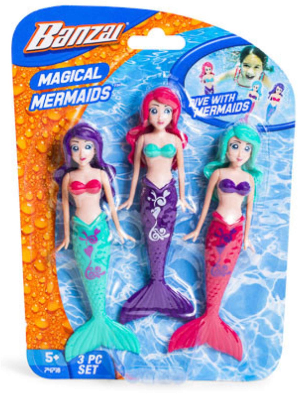 Fun Stuff Banzai Spring and Summer 3 Piece Magical Mermaid Dolls, in Assorted Co