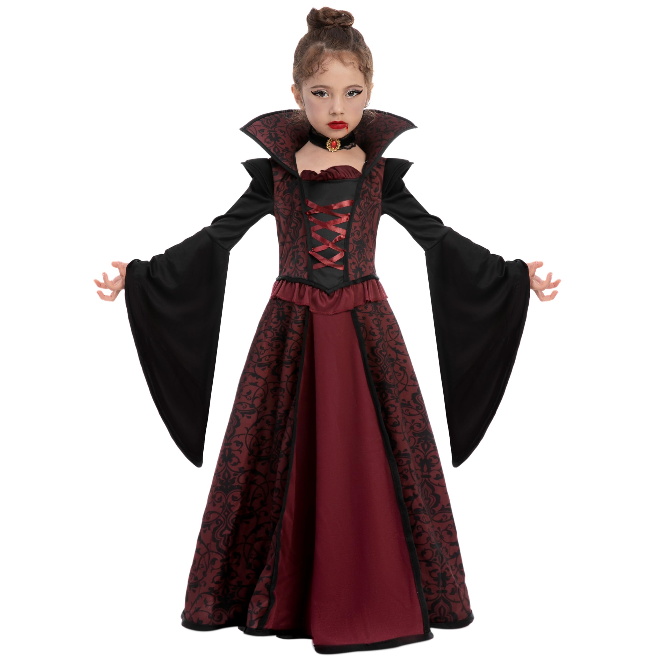 Spooktacular Creations Royal Vampire Costume Set for Girls Halloween Dress Up Pa