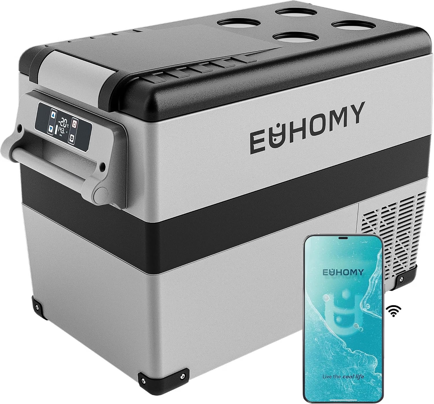 EUHOMY 48QT 12 Volt Refrigerator, -4℉~68℉ Portable Freezer for Car | No Ice Need