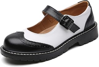 XMM Mary Jane Shoes Women Mary Janes Flats Ladies Oxford Shoes for Women Comfort Leather Round Toe Non-Slip Dressy Casual Cute Girls School Work Shoes
