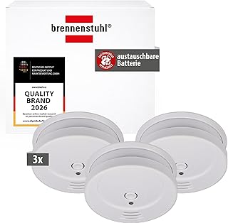 Brennenstuhl Rauchmelder Set, 3X RM C 9010 mit austauschbarer Batterie | Tested according to EN 14604, penetrating alarm signal, white