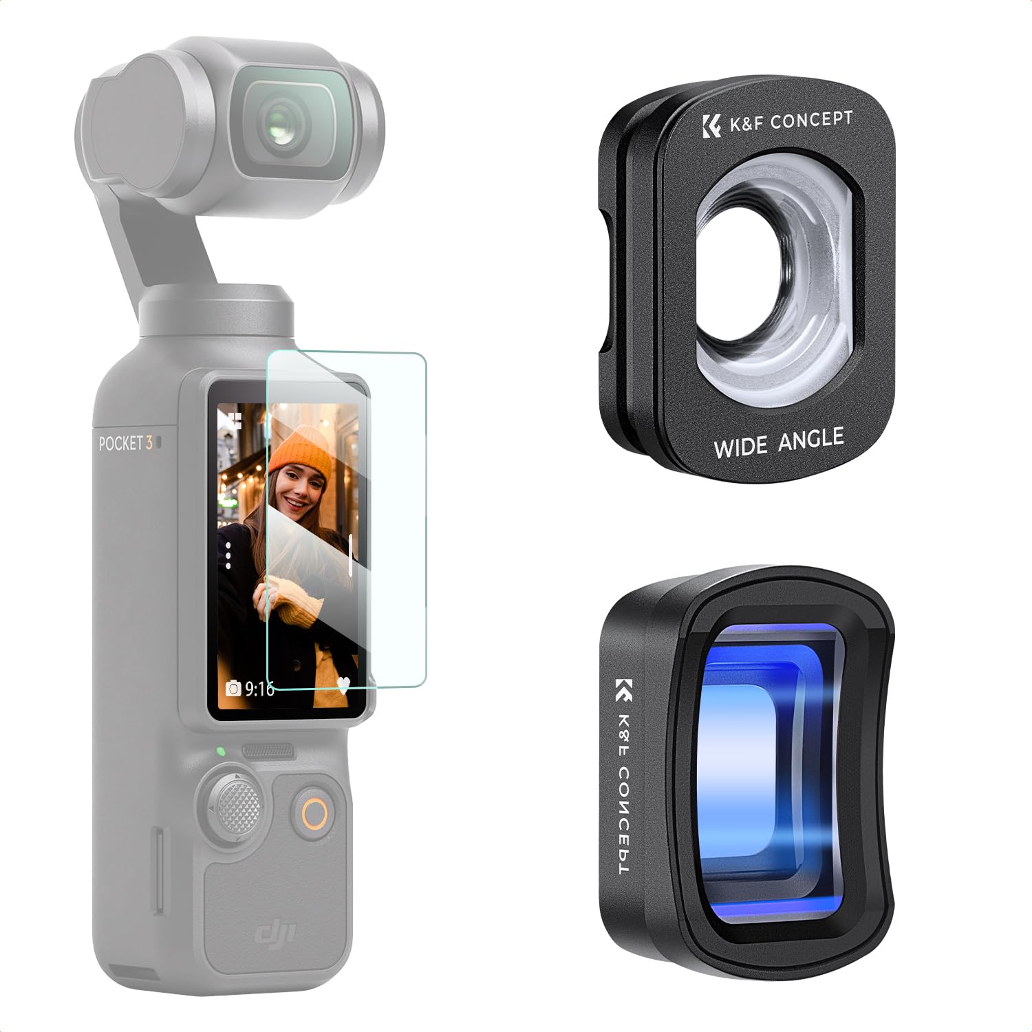 K&F CONCEPT Magnetic Lens Kit | Compatible with Osmo Pocket 4/3, Wide Angle 1.2X