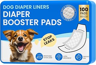 Disposable Dog Nappy Liners, Pack of 100, Dog Nappies for Male and Female Dogs, Highly Absorbent Disposable Nappies for Female Dogs, Cats (14 x 17 cm)