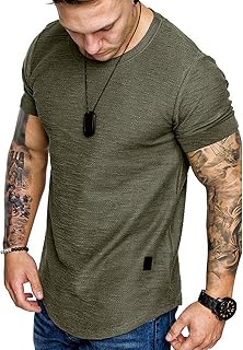 Fashion Mens Short Sleeve Muscle Gym Athletic Cotton Workout T Shirt