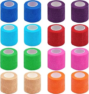 16 Pack Self Adhesive Cohesive Bandage 5cm Sport Tape Vet Wrap | Elastic Football Sock Tape for Sports and Vet Wrap Grip Tape