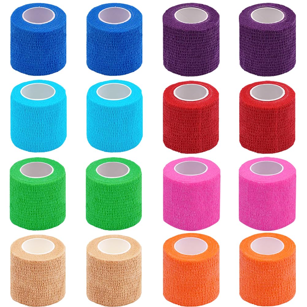 16 Pack Self Adhesive Cohesive Bandage 5cm Sport Tape Vet Wrap | Elastic Footbal