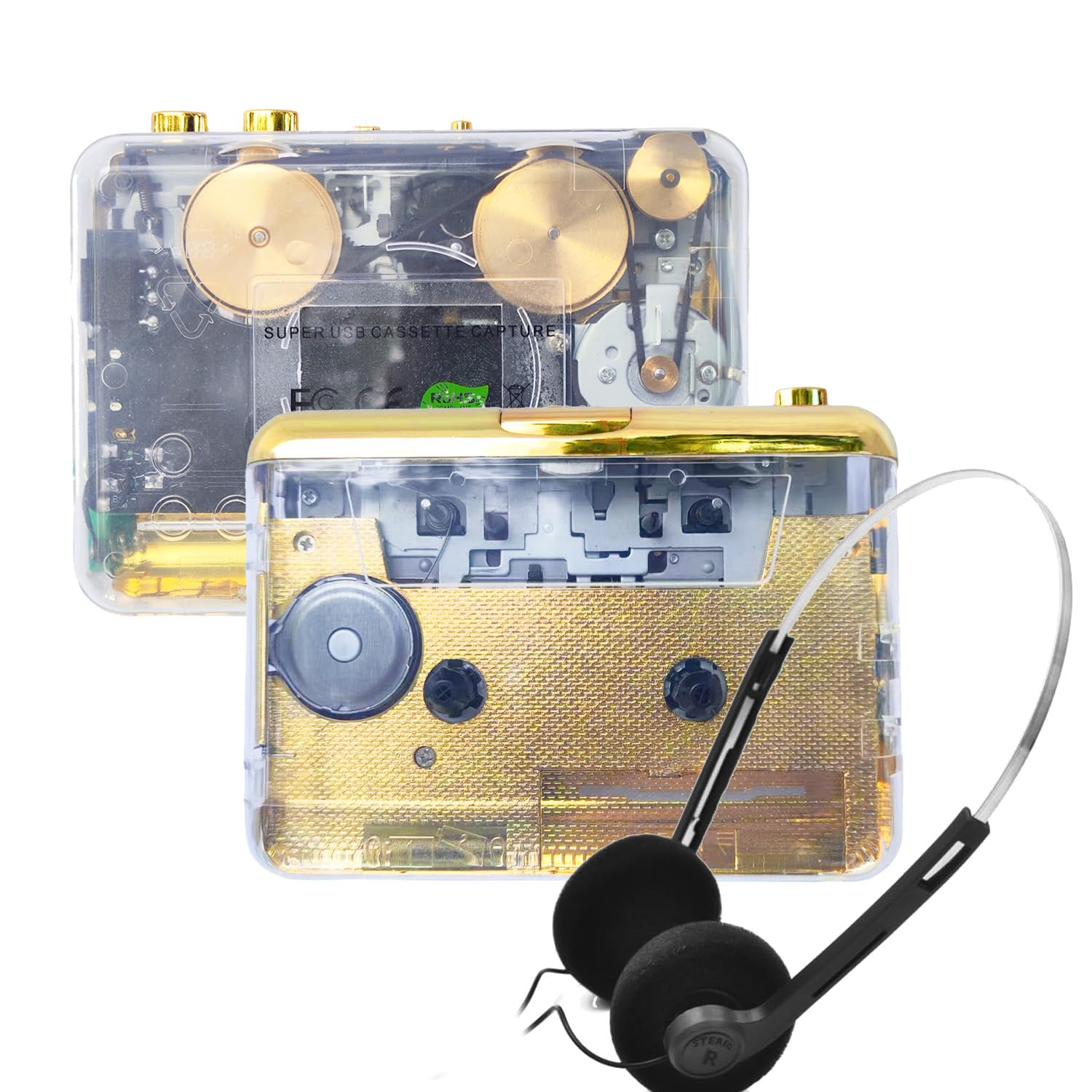 Clear Stereo & Auto Reverse Cassette Player,Cassette Tape to MP3 Converter with 