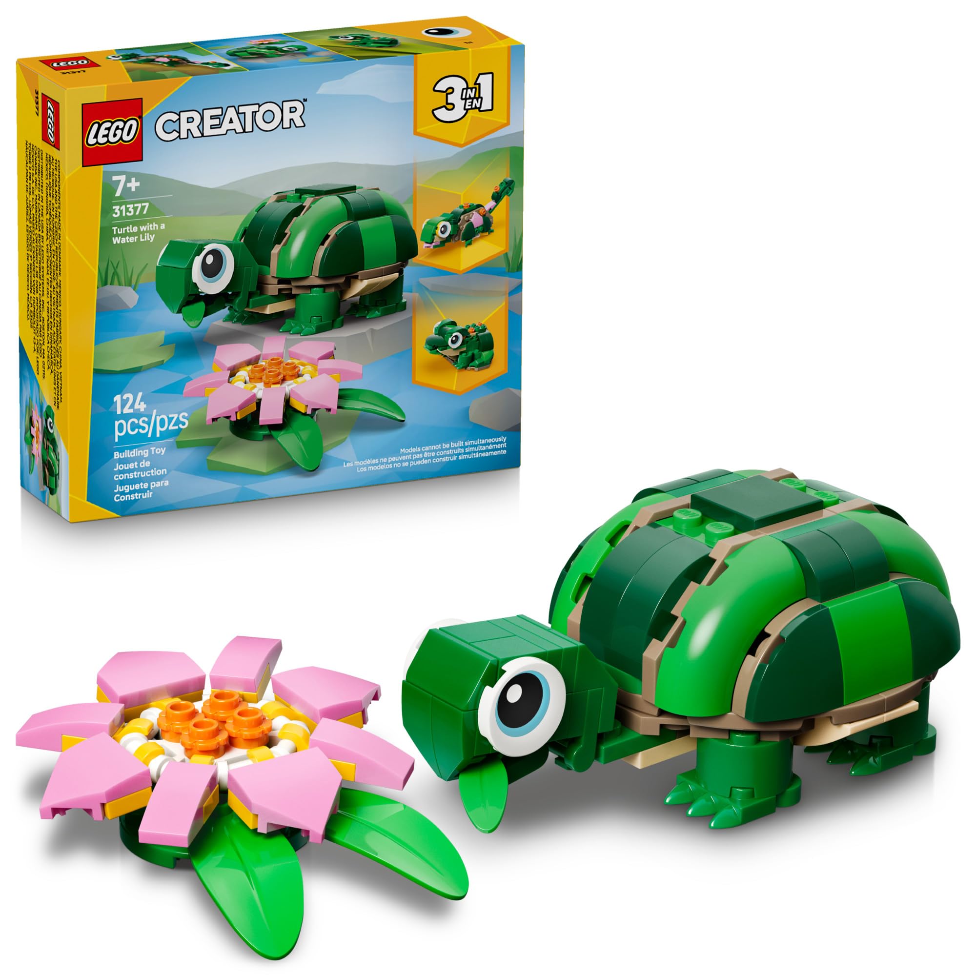LEGO Creator 3 in 1 Turtle with a Water Lily Flower 31377 | Building Toys for Gi