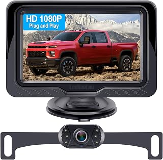 HD 1080P Backup Camera Plug & Play: Fast 60FPS Smooth Real-Time Clear View | 25-Minute Easy to Install, Monitor Easy Setup, Bright and Clear Night Vision, Dustproof & Weatherproof for Cars Trucks SUVs